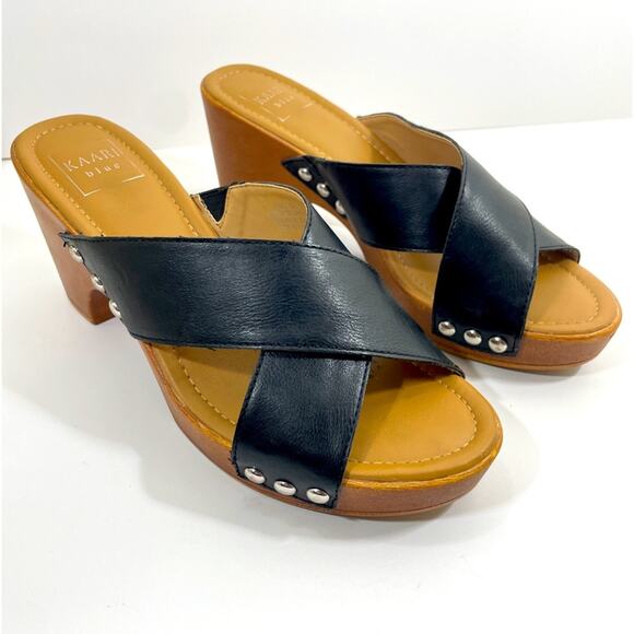 Kari Blue Strap Sandals Black Nail Head Accents Size 9 - Picture 2 of 15